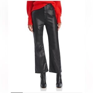 Rag & Bone Casey Coated High-Rise Ankle Flare Jeans Black 24 NWT Pleather Denim